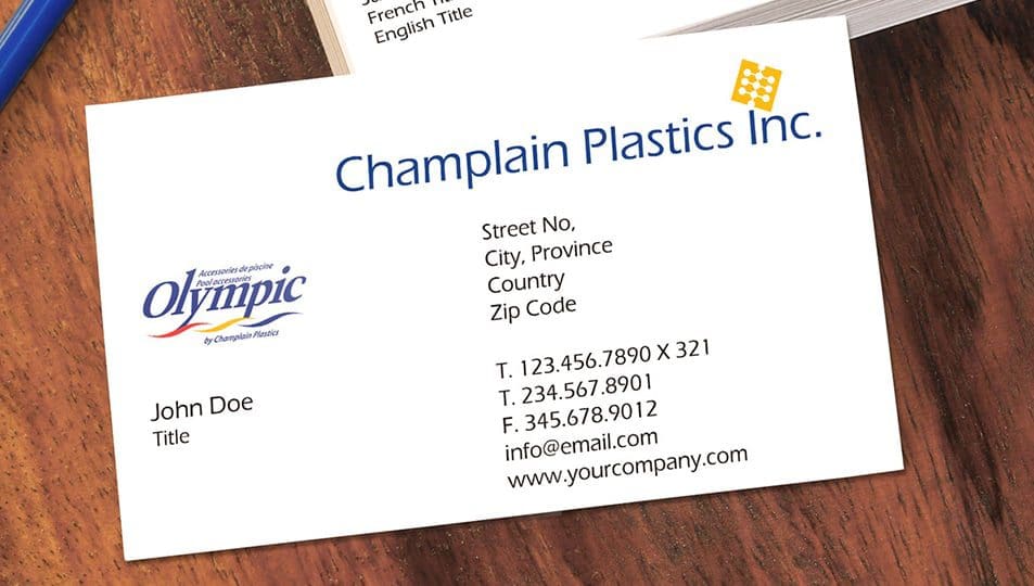 Champlain Plastics calling card, Champlain Plastics business card